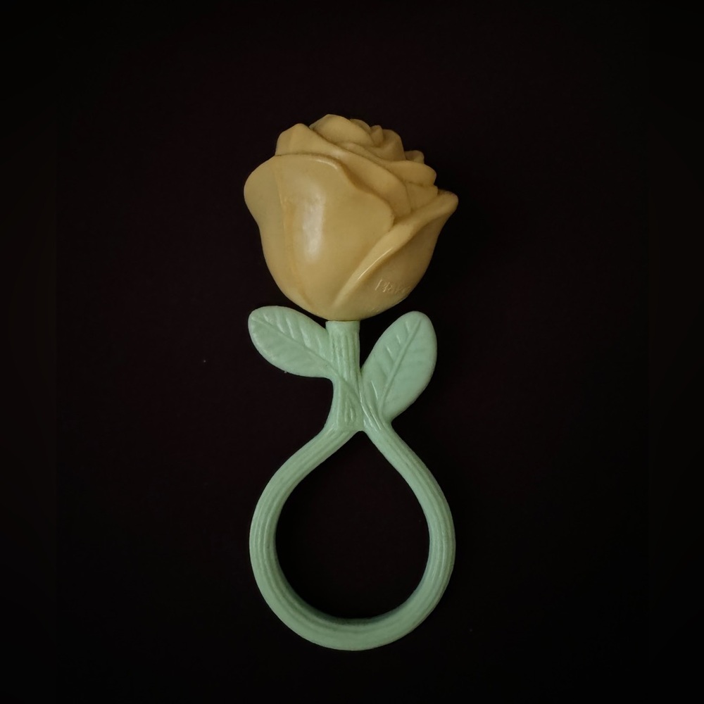 Vintage Plakie Toys Yellow Rose Baby Rattle